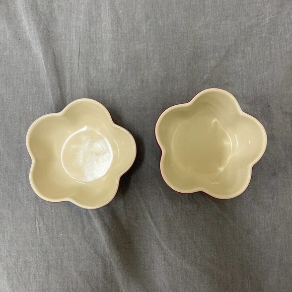 (2) Denby Flower Individual Mini Casserole Dish Cherry Red Discontinued Ramekin - Picture 6 of 11